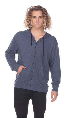 8752 Men's Cotton Slub Long Sleeve Zip Hoodie