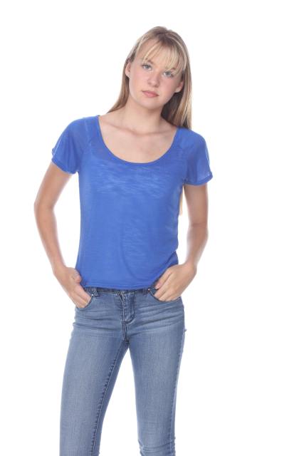 3401 Junior's Poly Rayon Slub Short Sleeve Boxy Tee