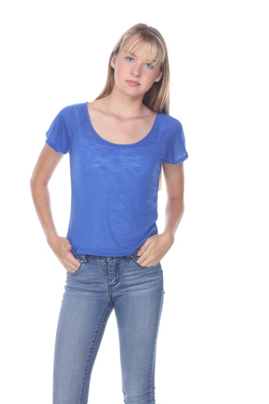 3401 Junior's Poly Rayon Slub Short Sleeve Boxy Tee