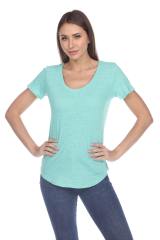 1201 Junior's Cotton Nub Scoop Neck Tee with Curve Hem