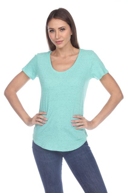 1201 Junior's Cotton Nub Scoop Neck Tee with Curve Hem