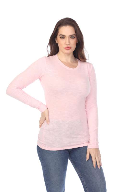 6150 Junior's Long Sleeve Cotton Slub Crewneck Tee