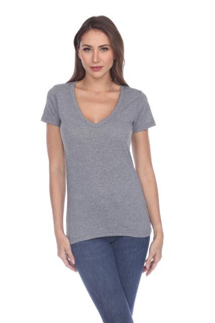 3203 Junior's Tri Blend Short Sleeve Deep V-Neck Tee