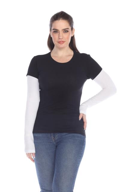 4160 Junior's Long Sleeve Jersey/Thermal 2-fer
