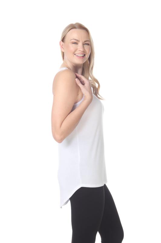 7312 Ladies Modal Blend Casual Open V Back Tank Top
