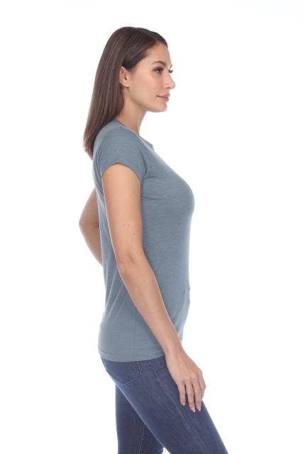 3000 Junior's Cap Sleeve CVC Blended Crew Neck Tee