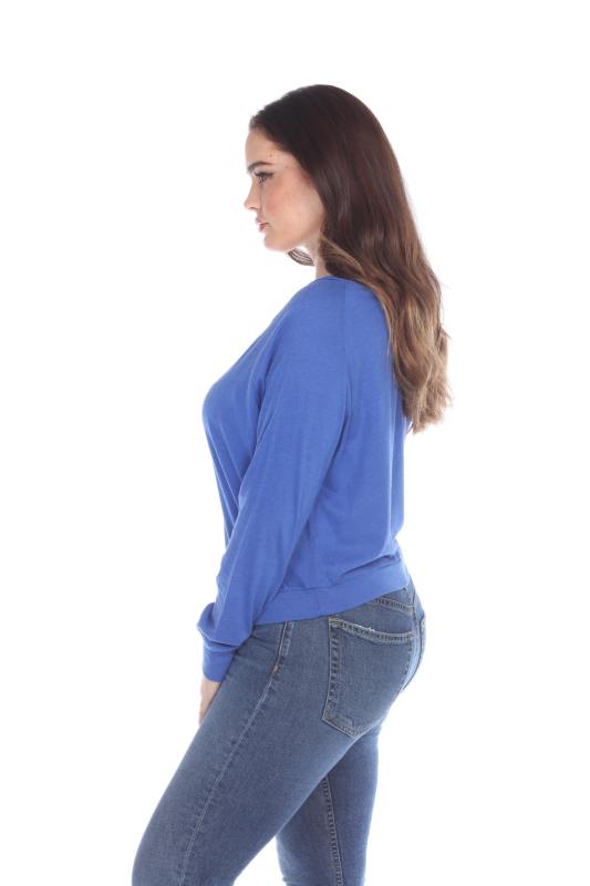 3904 Junior's Bamboo Blend Crop Long Sleeve Pullover