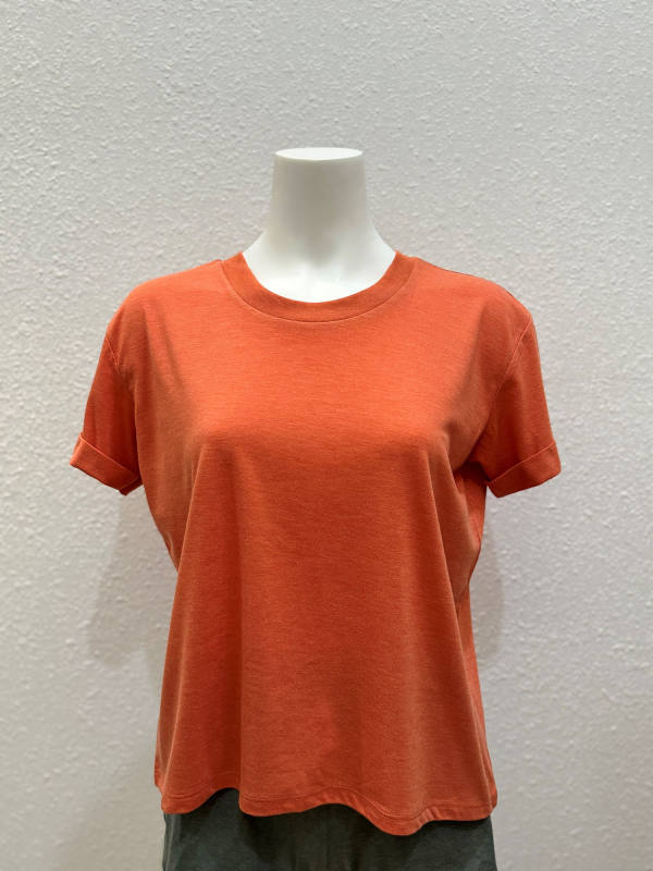 3216 Junior's Rolled Cuff Short Sleeve Boxy Tee