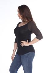 3454 Junior's Poly Rayon Slub Scoop Neck 3/4 Sleeve Raglan