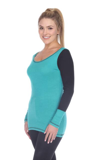 3101 Junior's Cotton Poly Blend Body with Black Thermal Long Sleeve Tee