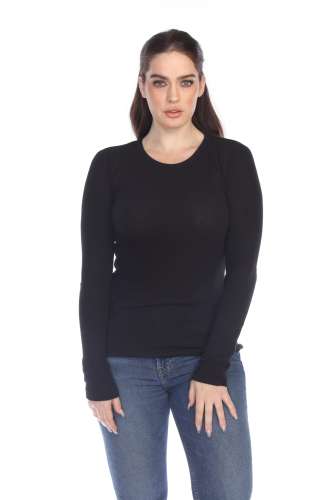 6100 Junior's Long Sleeve Thermal Crew Neck Tee