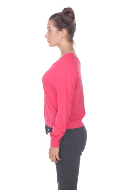 3904 Junior's Bamboo Blend Crop Long Sleeve Pullover