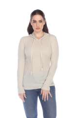 6101 Junior's Long Sleeve Waffle Thermal Hoodie