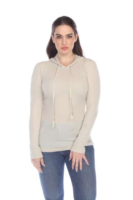 6101 Junior's Long Sleeve Waffle Thermal Hoodie