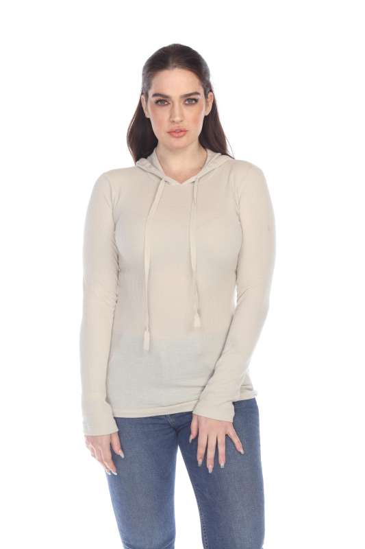 6101 Junior's Long Sleeve Waffle Thermal Hoodie
