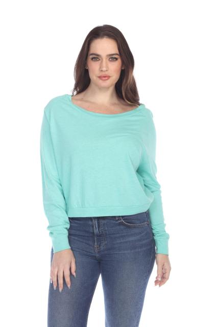 3904 Junior's Bamboo Blend Crop Long Sleeve Pullover