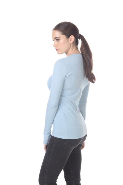 3100 Junior's Long Sleeve CVC Blended Crew Neck Tee