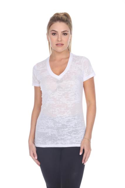 3503 Junior's Burnout V Neck Tee