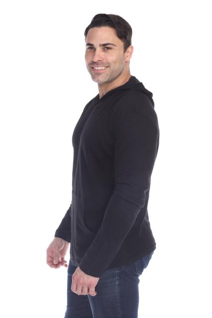 8705 Men's Long Sleeve Hooded Cotton Slub Pullover