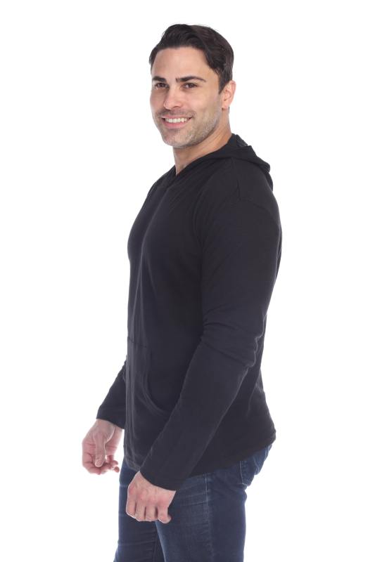 8705 Men's Long Sleeve Hooded Cotton Slub Pullover
