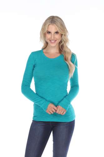 6150 Junior's Long Sleeve Cotton Slub Crewneck Tee
