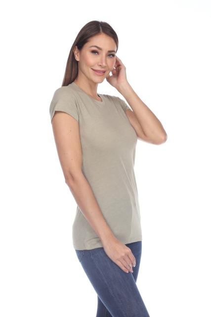 3000 Junior's Cap Sleeve CVC Blended Crew Neck Tee