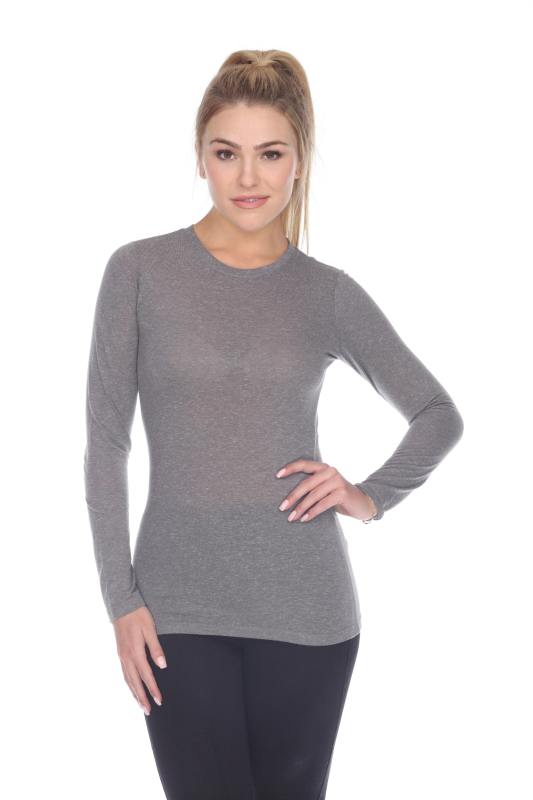 3804 Junior's Poly Linen Long Sleeve Crewneck Tee