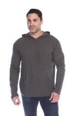 8705 Men's Long Sleeve Hooded Cotton Slub Pullover