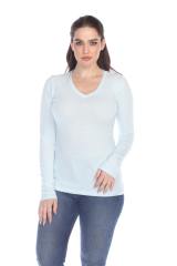 1103 Junior's Long Sleeve Tear Drop V-Neck Tee