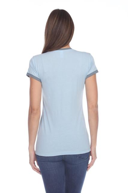 3001 Junior's Cap Sleeve CVC Blended Ringer Tee