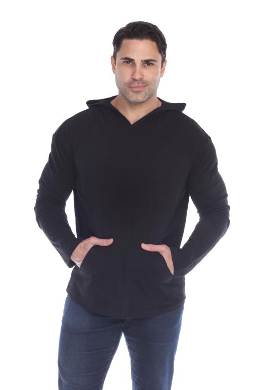 8705 Men's Long Sleeve Hooded Cotton Slub Pullover