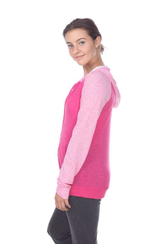 6153C Juniors 2-Tone Zip Front Pocket Hooded Jacket