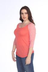 3454 Junior's Poly Rayon Slub Scoop Neck 3/4 Sleeve Raglan