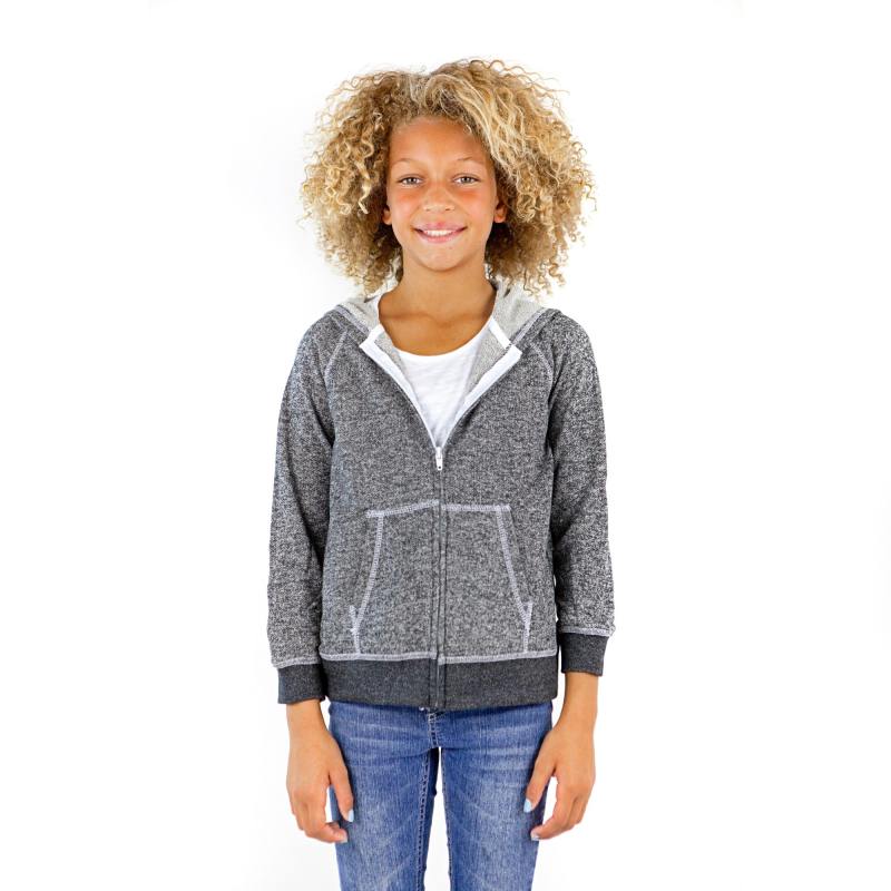 8902G Girls French Terry Llong Sleeve Zip Hoodie