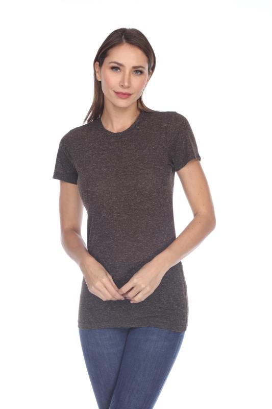 3800 Junior's Short Sleeve Poly Linen Crew Neck Tee