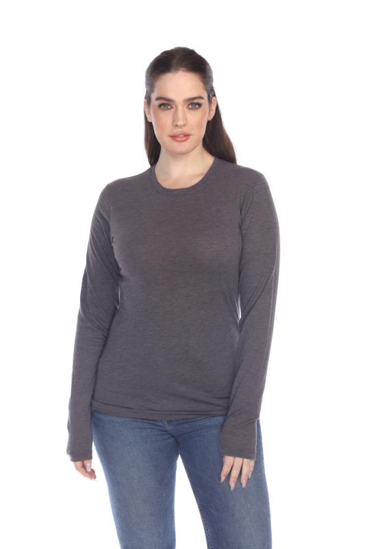 3100 Junior's Long Sleeve CVC Blended Crew Neck Tee
