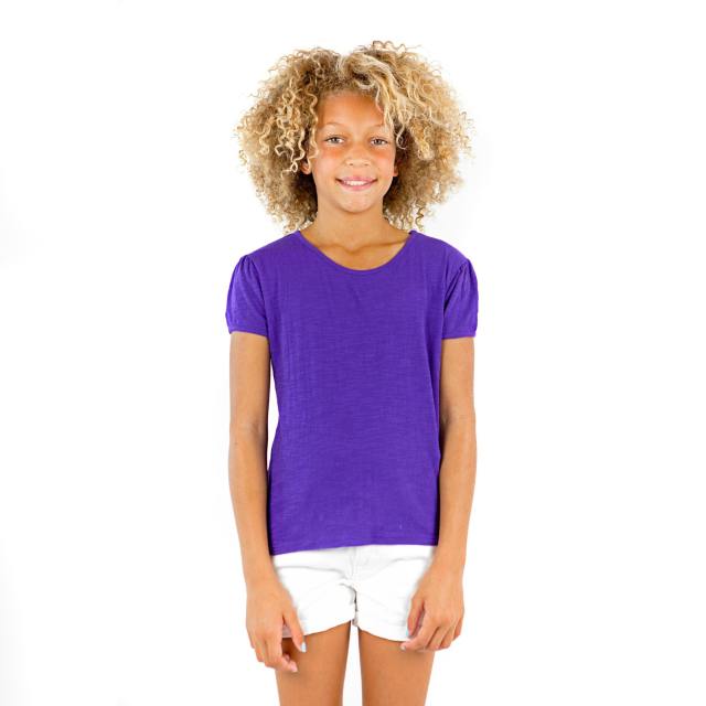 9012 Girl's Puff Sleeve Crew Tee