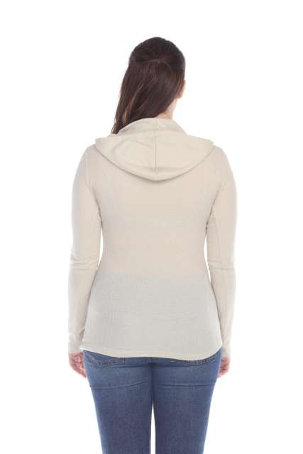 6101 Junior's Long Sleeve Waffle Thermal Hoodie