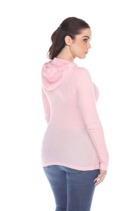 6101 Junior's Long Sleeve Waffle Thermal Hoodie
