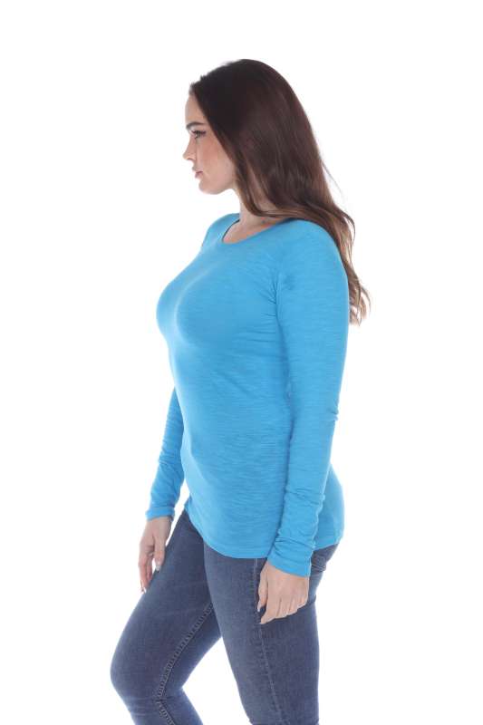 6150 Junior's Long Sleeve Cotton Slub Crewneck Tee