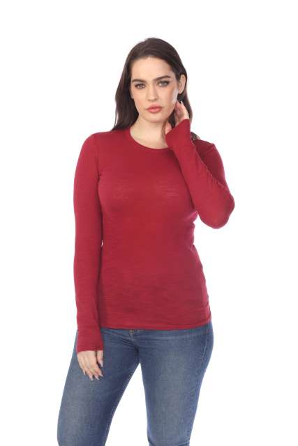 6150 Junior's Long Sleeve Cotton Slub Crewneck Tee