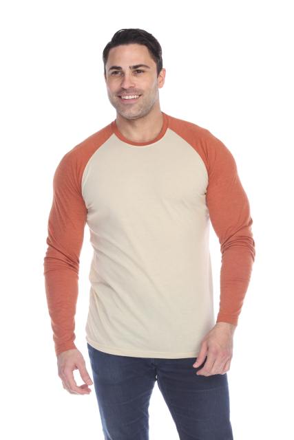 3701 Men's Long Sleeve CVC Blended Crew Neck Raglan