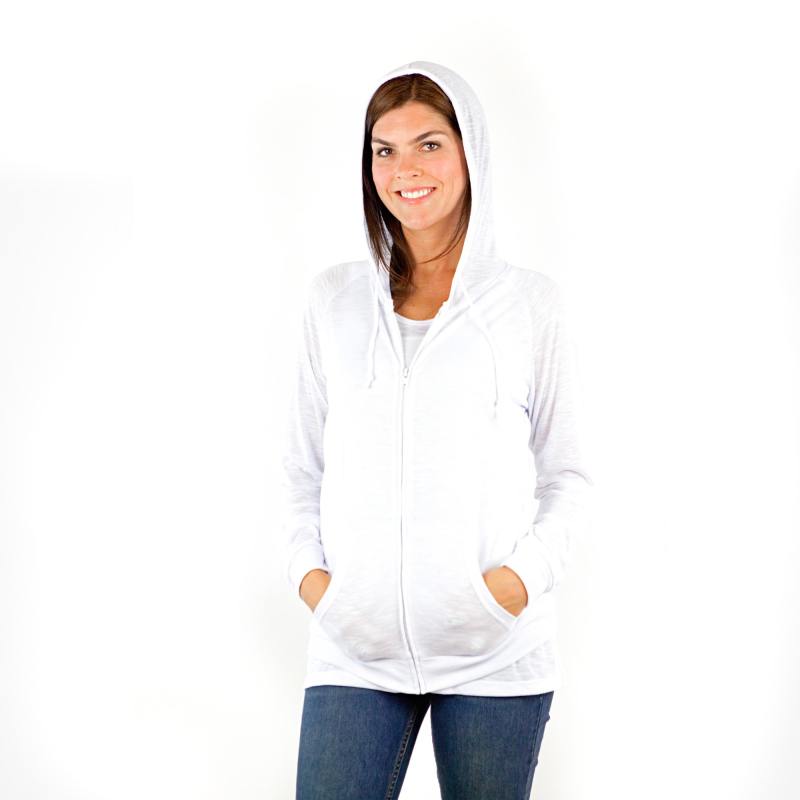 7154 LADIES POLY RAYON SLUB LONG SLEEVE ZIP HOODIE