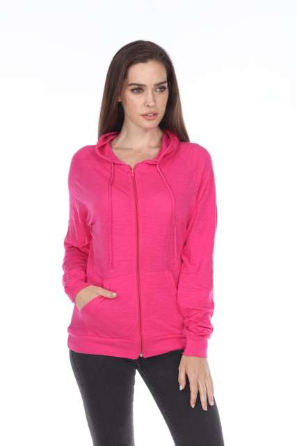 6152 Junior's Long Sleeve Cotton Slub Zip-Up Hoodie