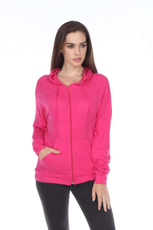 6152 Junior's Long Sleeve Cotton Slub Zip-Up Hoodie
