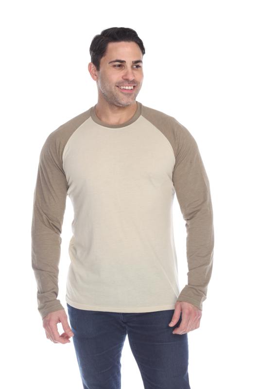 3701 Men's Long Sleeve CVC Blended Crew Neck Raglan