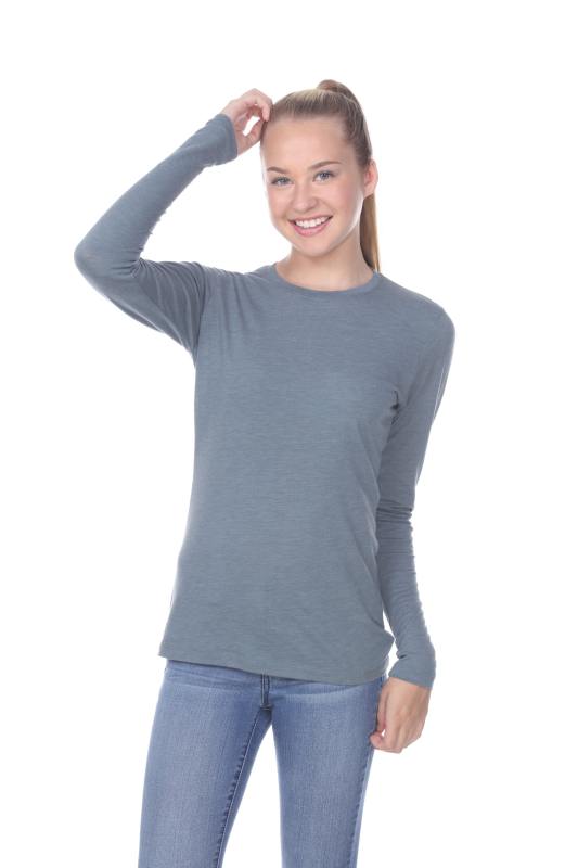 3100 Junior's Long Sleeve CVC Blended Crew Neck Tee
