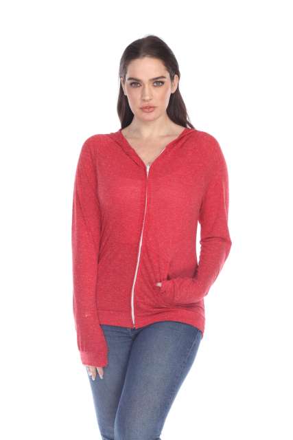 6153 Juniors Poly Linen Zip Hoodie