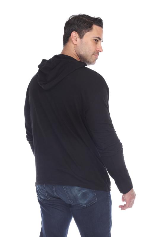 8705 Men's Long Sleeve Hooded Cotton Slub Pullover
