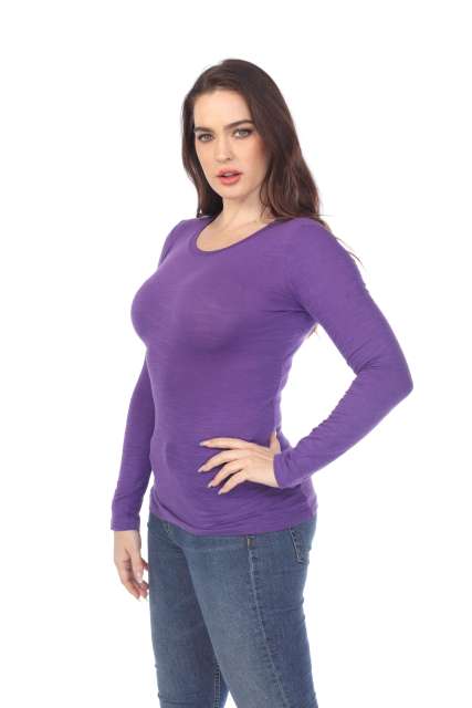 6150 Junior's Long Sleeve Cotton Slub Crewneck Tee